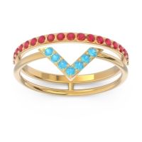 Modern Double Line V-Shape Pave Viparinama Ring