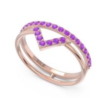 Modern Double Line V-Shape Pave Viparinama Ring