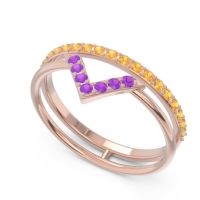 Modern Double Line V-Shape Pave Viparinama Ring