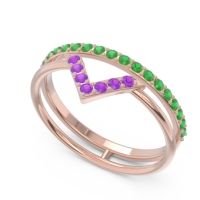 Modern Double Line V-Shape Pave Viparinama Ring