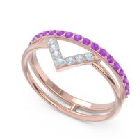 Modern Double Line V-Shape Pave Viparinama Ring