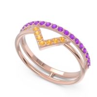 Modern Double Line V-Shape Pave Viparinama Ring