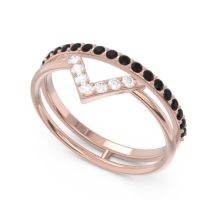 Modern Double Line V-Shape Pave Viparinama Ring