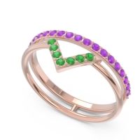 Modern Double Line V-Shape Pave Viparinama Ring