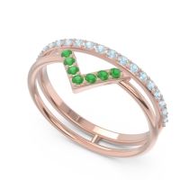 Modern Double Line V-Shape Pave Viparinama Ring