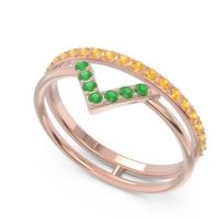Modern Double Line V-Shape Pave Viparinama Ring