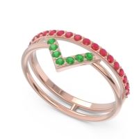 Modern Double Line V-Shape Pave Viparinama Ring