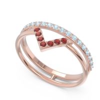 Modern Double Line V-Shape Pave Viparinama Ring