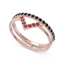 Modern Double Line V-Shape Pave Viparinama Ring
