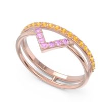 Modern Double Line V-Shape Pave Viparinama Ring