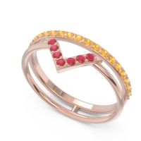 Modern Double Line V-Shape Pave Viparinama Ring