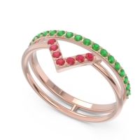 Modern Double Line V-Shape Pave Viparinama Ring