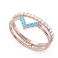 Modern Double Line V-Shape Pave Viparinama Ring