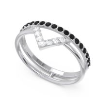 Modern Double Line V-Shape Pave Viparinama Ring