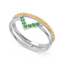Modern Double Line V-Shape Pave Viparinama Ring