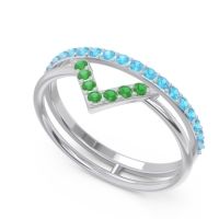 Modern Double Line V-Shape Pave Viparinama Ring