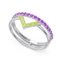 Modern Double Line V-Shape Pave Viparinama Ring