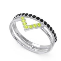 Modern Double Line V-Shape Pave Viparinama Ring