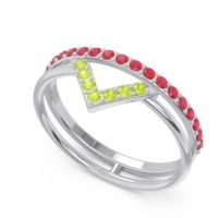 Modern Double Line V-Shape Pave Viparinama Ring