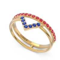 Modern Double Line V-Shape Pave Viparinama Ring