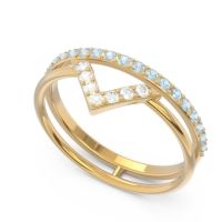 Modern Double Line V-Shape Pave Viparinama Ring