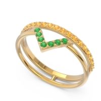 Modern Double Line V-Shape Pave Viparinama Ring