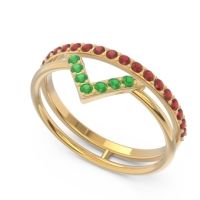 Modern Double Line V-Shape Pave Viparinama Ring