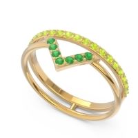 Modern Double Line V-Shape Pave Viparinama Ring
