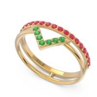 Modern Double Line V-Shape Pave Viparinama Ring