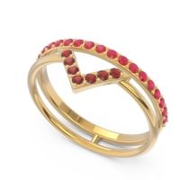 Modern Double Line V-Shape Pave Viparinama Ring