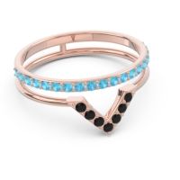 Modern Double Line V-Shape Pave Viparinama Ring