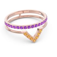 Modern Double Line V-Shape Pave Viparinama Ring