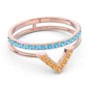 Modern Double Line V-Shape Pave Viparinama Ring