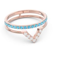 Modern Double Line V-Shape Pave Viparinama Ring