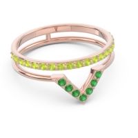 Modern Double Line V-Shape Pave Viparinama Ring