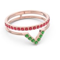 Modern Double Line V-Shape Pave Viparinama Ring