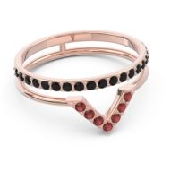 Modern Double Line V-Shape Pave Viparinama Ring