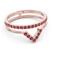 Modern Double Line V-Shape Pave Viparinama Ring