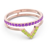 Modern Double Line V-Shape Pave Viparinama Ring