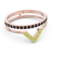 Modern Double Line V-Shape Pave Viparinama Ring