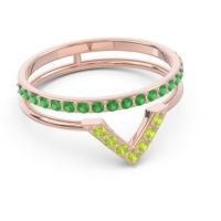 Modern Double Line V-Shape Pave Viparinama Ring