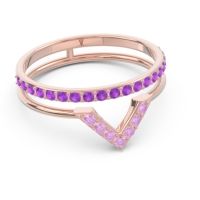 Modern Double Line V-Shape Pave Viparinama Ring