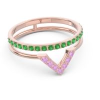 Modern Double Line V-Shape Pave Viparinama Ring