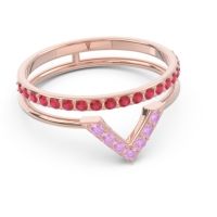 Modern Double Line V-Shape Pave Viparinama Ring