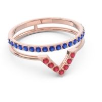 Modern Double Line V-Shape Pave Viparinama Ring