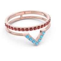Modern Double Line V-Shape Pave Viparinama Ring