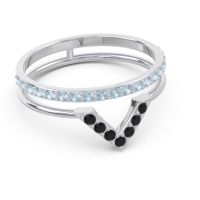 Modern Double Line V-Shape Pave Viparinama Ring