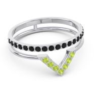 Modern Double Line V-Shape Pave Viparinama Ring