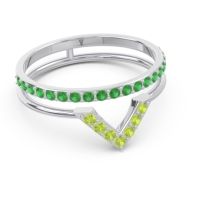 Modern Double Line V-Shape Pave Viparinama Ring