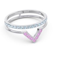 Modern Double Line V-Shape Pave Viparinama Ring